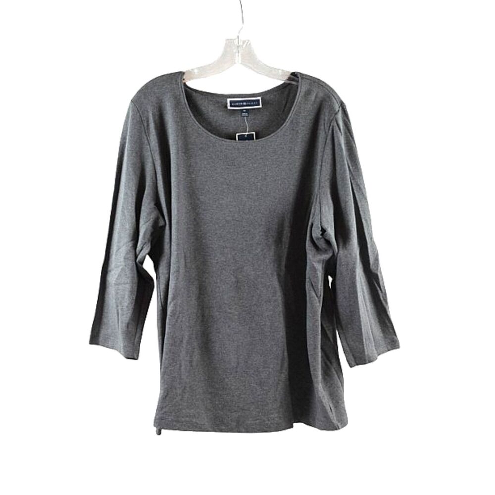 Karen Scott Gray Women's Long Sleeve Casual Pullover 1X 010